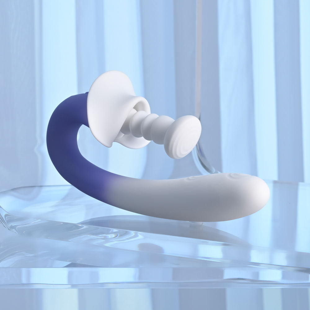 Evolved SPRING LOADED - White/Purple 23 cm USB Rechargeable Multi-Tapping Vibrator - Hush Store Sydney 