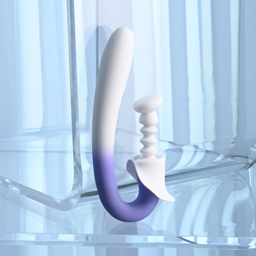 Evolved SPRING LOADED - White/Purple 23 cm USB Rechargeable Multi-Tapping Vibrator - Hush Store Sydney 