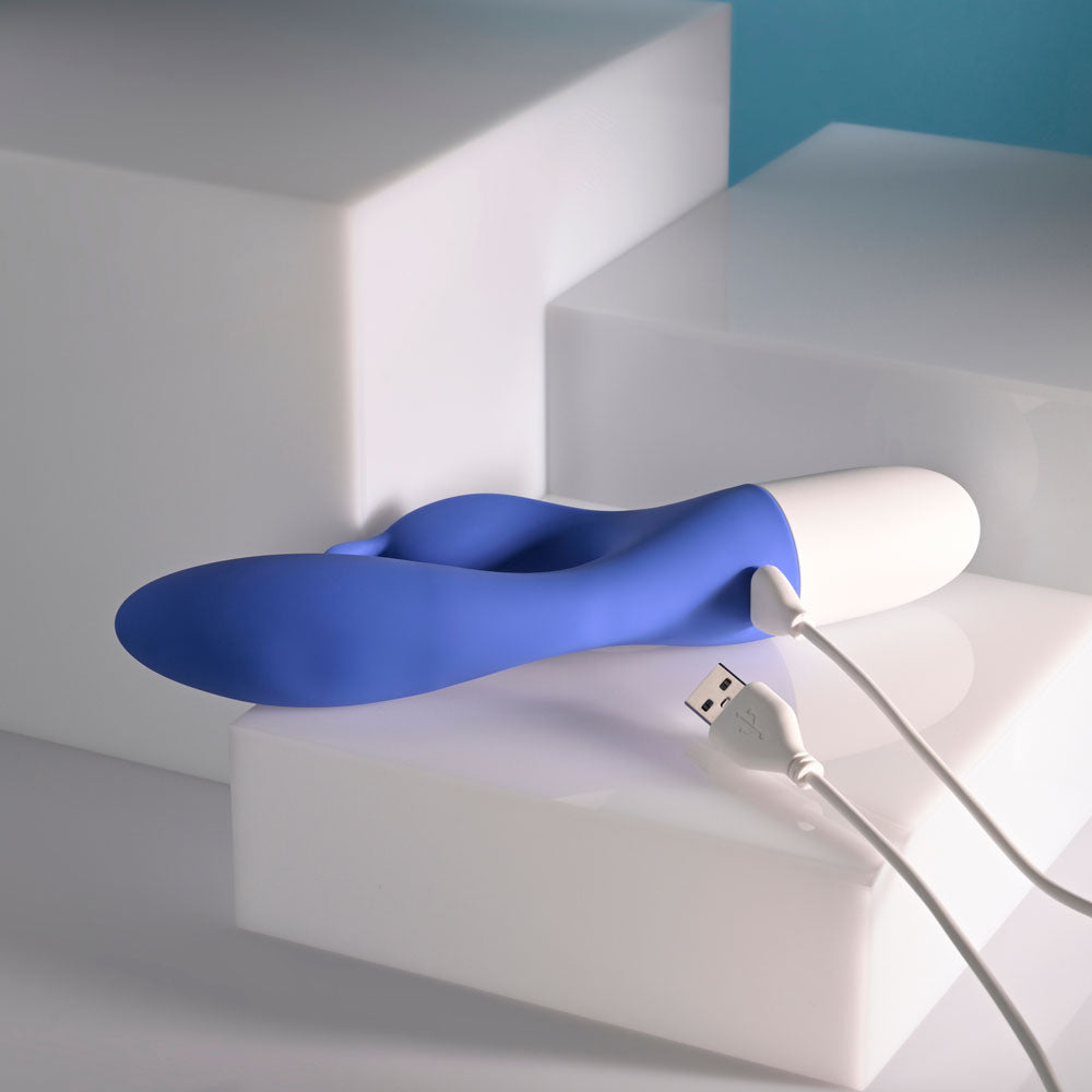Evolved FUNNY BUNNY - Blue 20 cm USB Rechargeable Rabbit Vibrator - Hush Store Sydney 