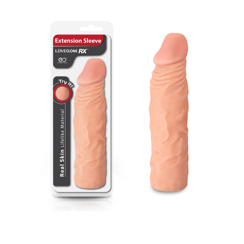 LoveClone RX Extension Sleeve - Flesh - Flesh 20 cm Penis Extender Sleeve - Hush Store Sydney 