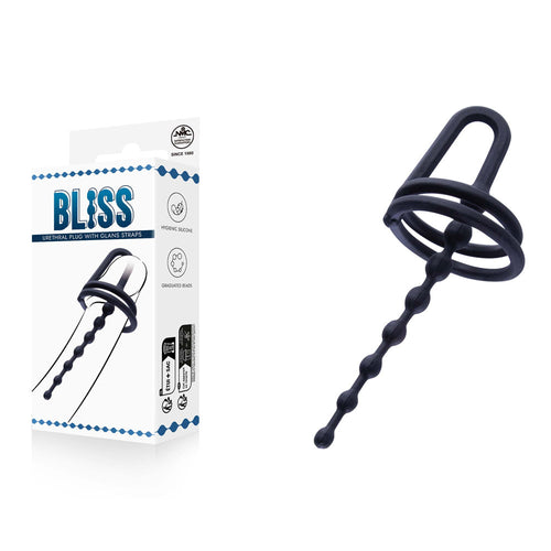 Bliss - Black Urethral Plug with Glans Ring - Hush Store Sydney 