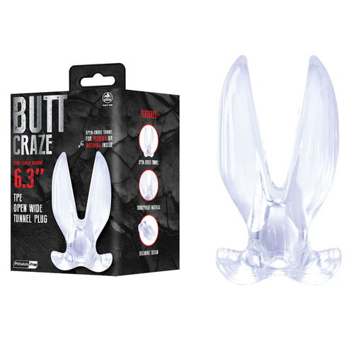 Butt Craze - Clear 16 cm Gaping Butt Plug - Hush Store Sydney 