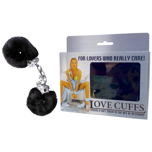 Love Cuffs - Black Fluffy Hand Cuffs - Hush Store Sydney 