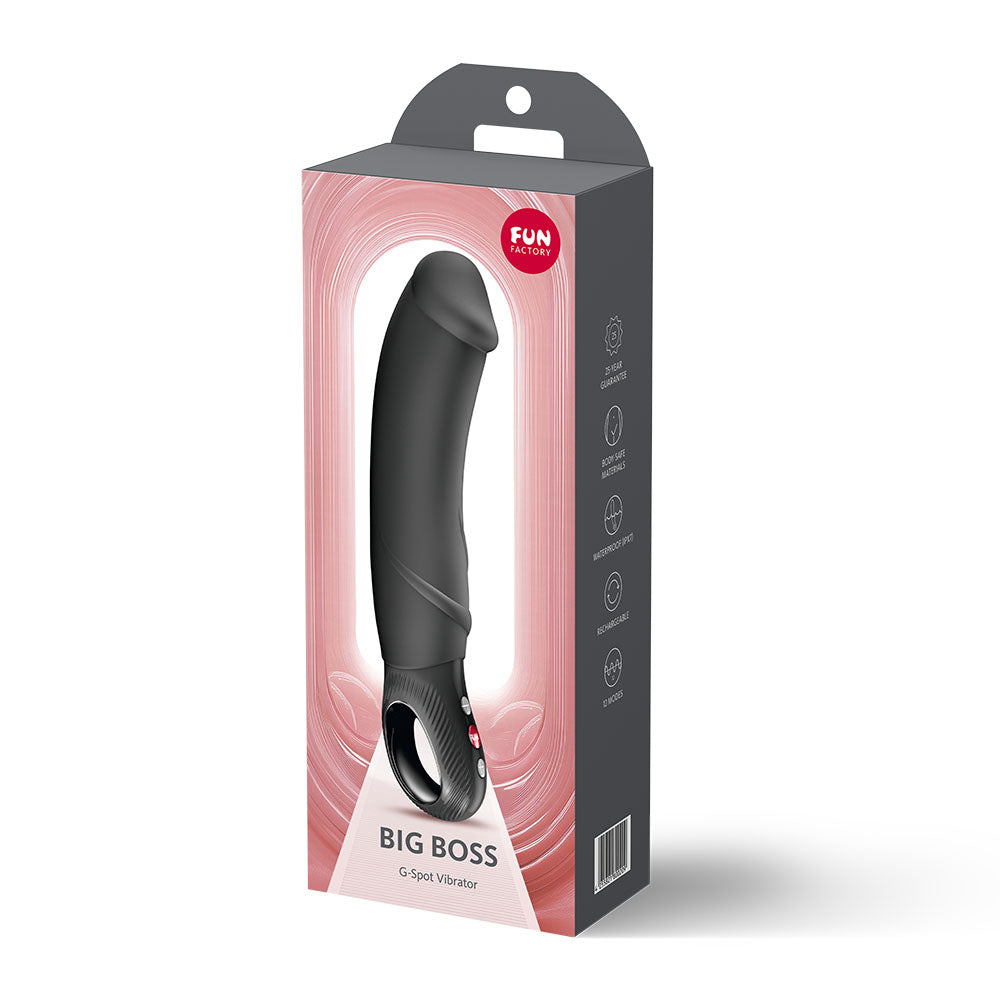 Fun Factory BIG BOSS Black - Black 22.9 cm USB-C Vibrator - Hush Store Sydney 