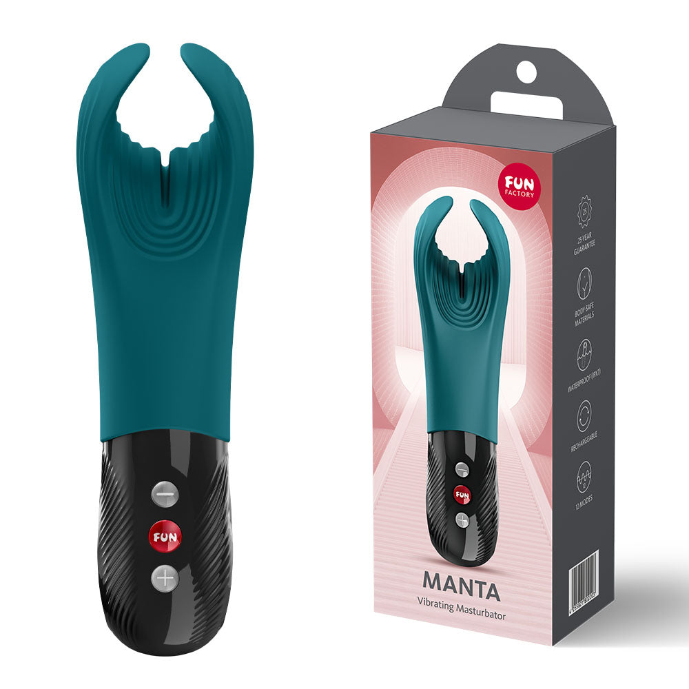 Fun Factory MANTA Bottle Green - Bottle Green USB-C Rechargeable Unisex Vibrator - Hush Store Sydney 