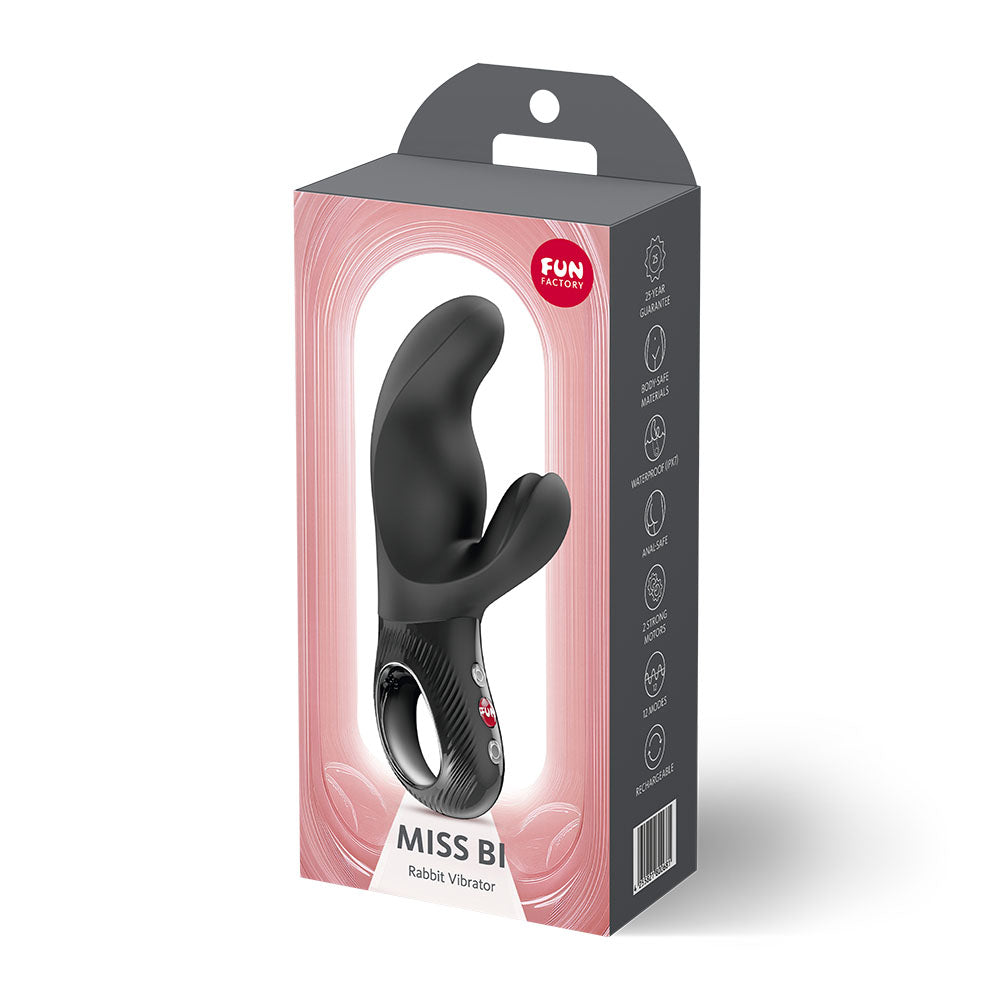 Fun Factory MISS BI Black - Black 17 cm USB-C Rechargeable Vibrator - Hush Store Sydney 