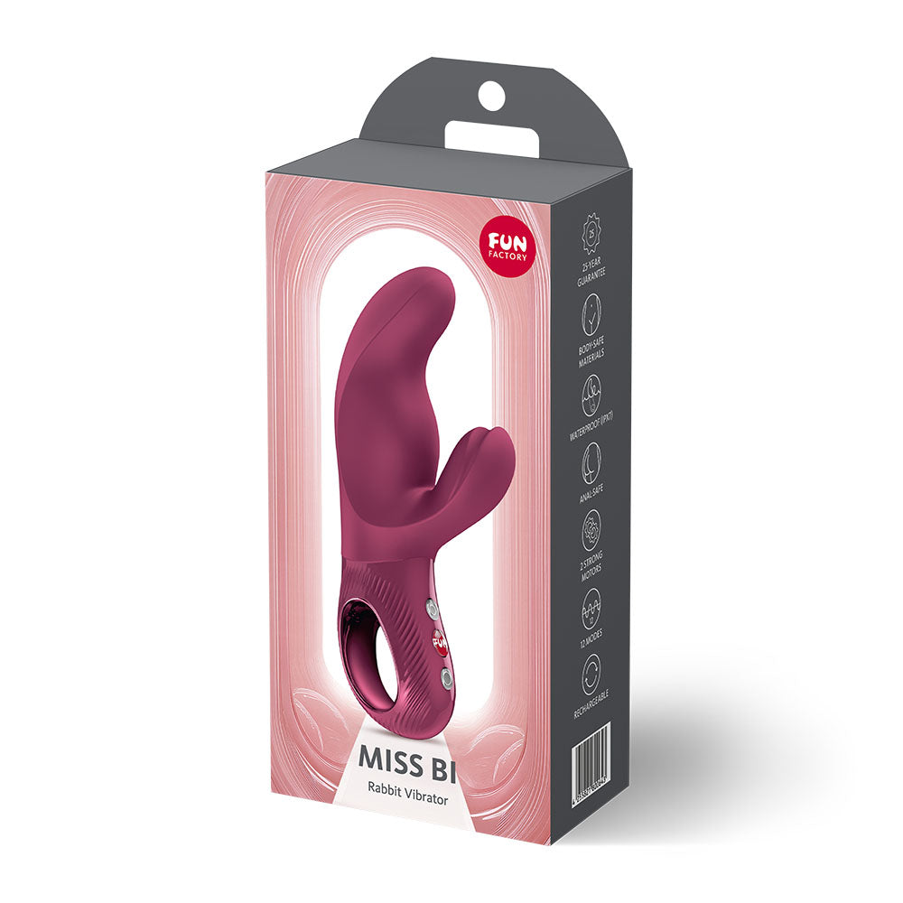 Fun Factory MISS BI Wine Red - Wine Red 17 cm USB-C Rechargeable Vibrator - Hush Store Sydney 