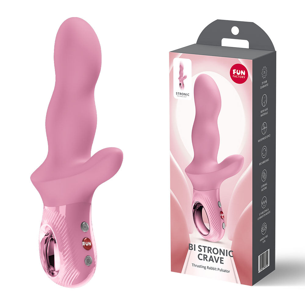 Fun Factory BI STRONIC CRAVE Rose - Rose USB-C Rechargeable Thrusting Vibrator - Hush Store Sydney 