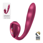 Fun Factory STRONIC PULSE ALLEGRO - Wine Red USB-C Rechargeable Thrusting Vibrator with Air Pulse Stimulator