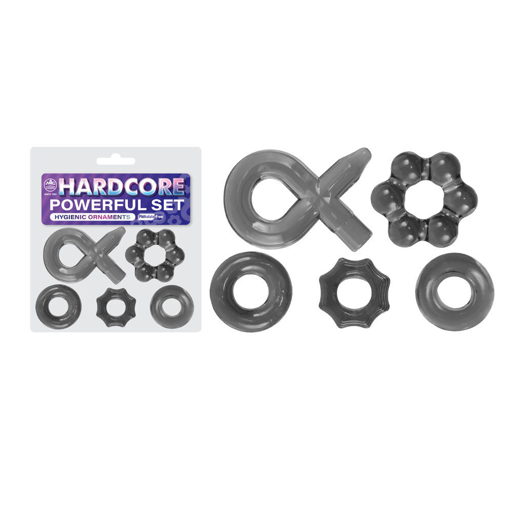 Hardcore Powerful Set Cock Rings - Set of 5 - Smoke Cock Rings - Set of 5 - Hush Store Sydney 