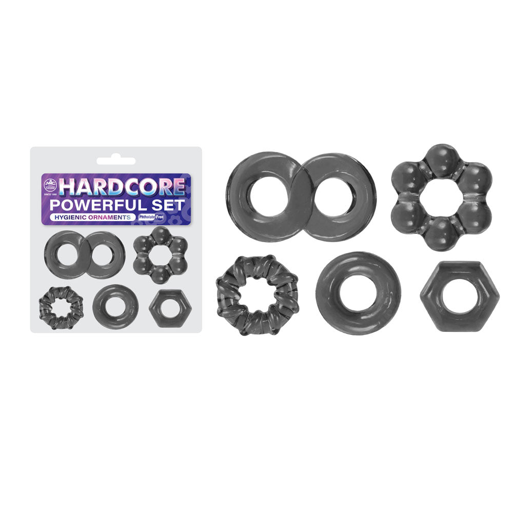 Hardcore Powerful Set Cock Rings - Set of 5 - Smoke Cock Rings - Set of 5 - Hush Store Sydney 