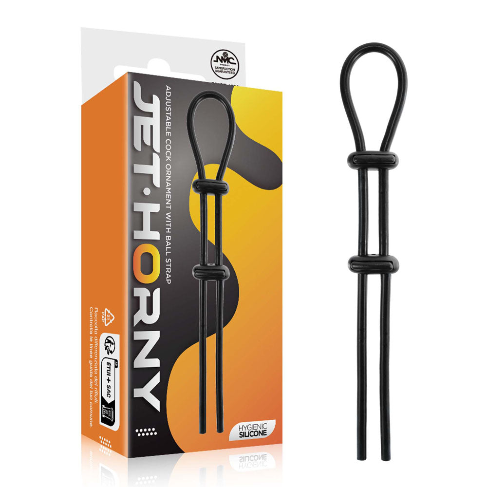 Jet Horny - Black Adjustable Cock & Ball Lasso Ring - Hush Store Sydney 