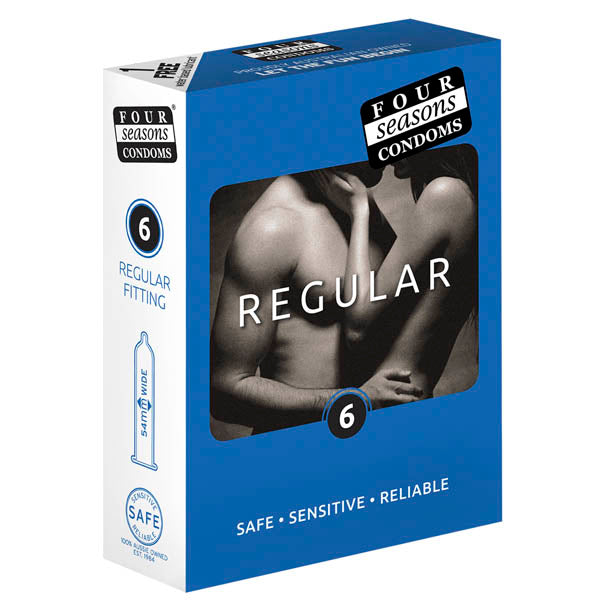 Four Seasons Regular Condoms - Regular Fit Lubricated Condoms - 6 Pack - Hush Store Sydney 