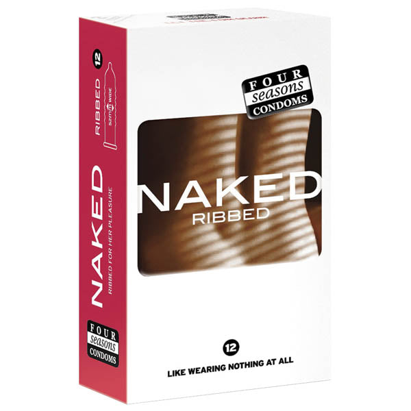 Four Seasons Naked Ribbed - Ultra Thin Ribbed & Lubed Condoms - 12 Pack - Hush Store Sydney 