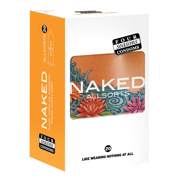 Four Seasons Naked Allsorts - Ultra Thin Lubed Condoms in 6 Styles - 20 Pack - Hush Store Sydney 