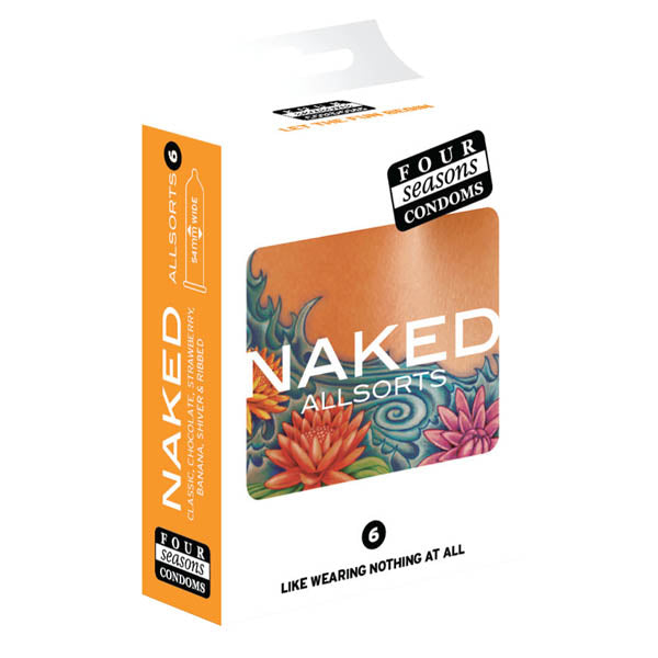 Four Seasons Naked Allsorts - Ultra Thin Lubed Condoms in 6 Styles - 6 Pack - Hush Store Sydney 