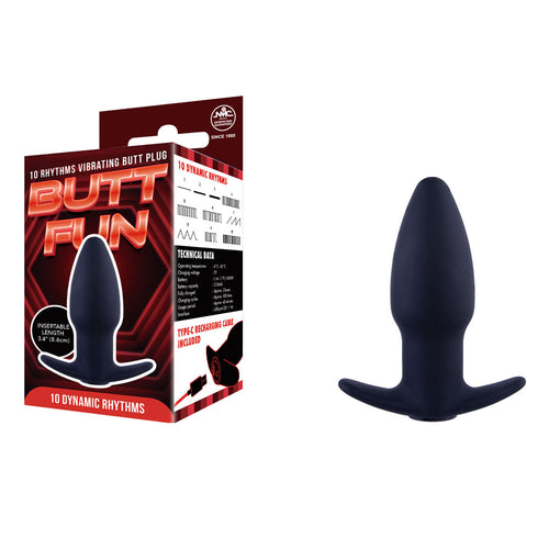 Butt Fun Rechargeable Butt Plug - Black - Black USB Rechargeable Butt Plug - Hush Store Sydney 