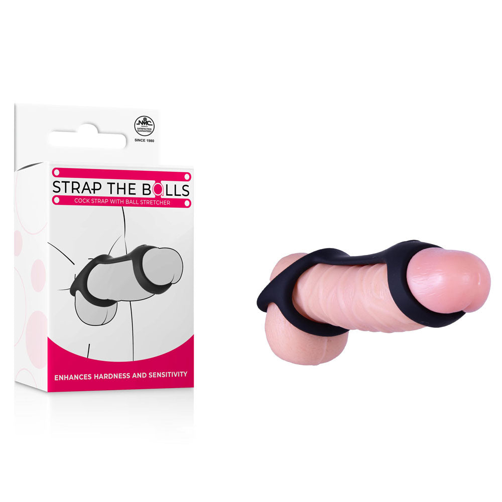 Strap The Balls - Black Cock Strap with Ball Stretcher - Hush Store Sydney 