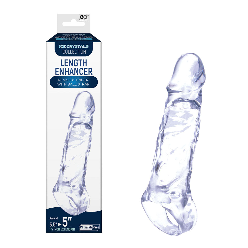 Ice Crystals 1.5 Inch Length Enhancer - Clear 1.5 Inch Penis Extension Sleeve - Hush Store Sydney 