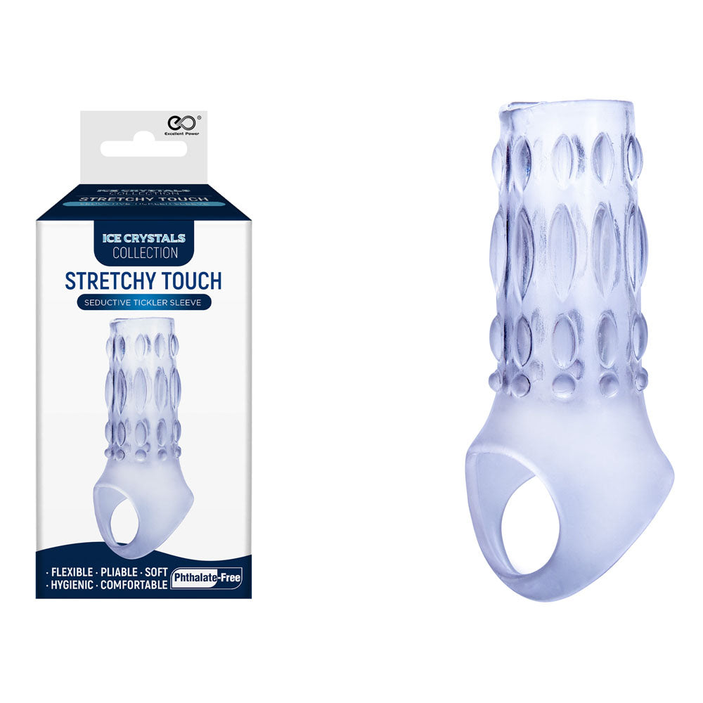 Ice Crystals Stretchy Touch Tickler Sleeve - Clear Penis Sleeve - Hush Store Sydney 