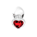 Adam & Eve RED HEART GEM GLASS PLUG SET - Clear Glass Butt Plugs - Set of 3 Sizes