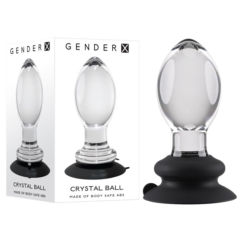 Gender X Crystal Ball - Clear Glass 13.6 cm Butt Plug with Suction Base - Hush Store Sydney 