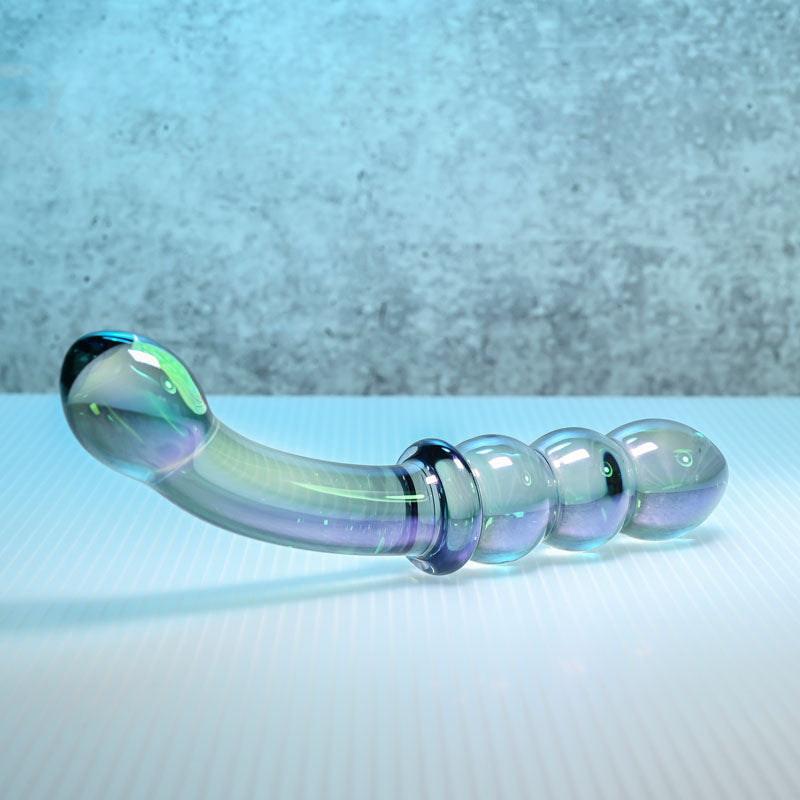 Gender X LUSTROUS GALAXY WAND - Blue/Violet Glass 18.5 cm Double Ended Massager - Hush Store Sydney 