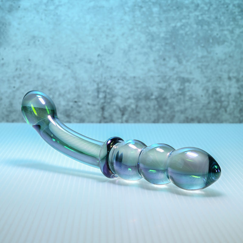 Gender X LUSTROUS GALAXY WAND - Blue/Violet Glass 18.5 cm Double Ended Massager - Hush Store Sydney 
