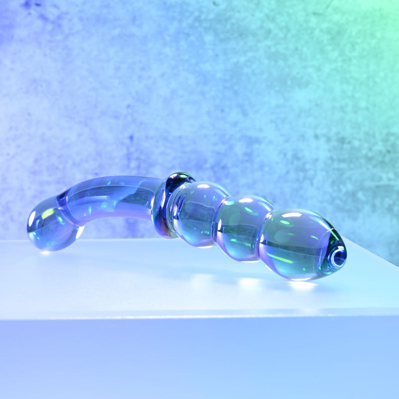 Gender X LUSTROUS GALAXY WAND - Blue/Violet Glass 18.5 cm Double Ended Massager - Hush Store Sydney 