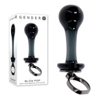 Gender X BLOW POP - Black 12.8 cm Glass Plug with Ring Pull - Hush Store Sydney 