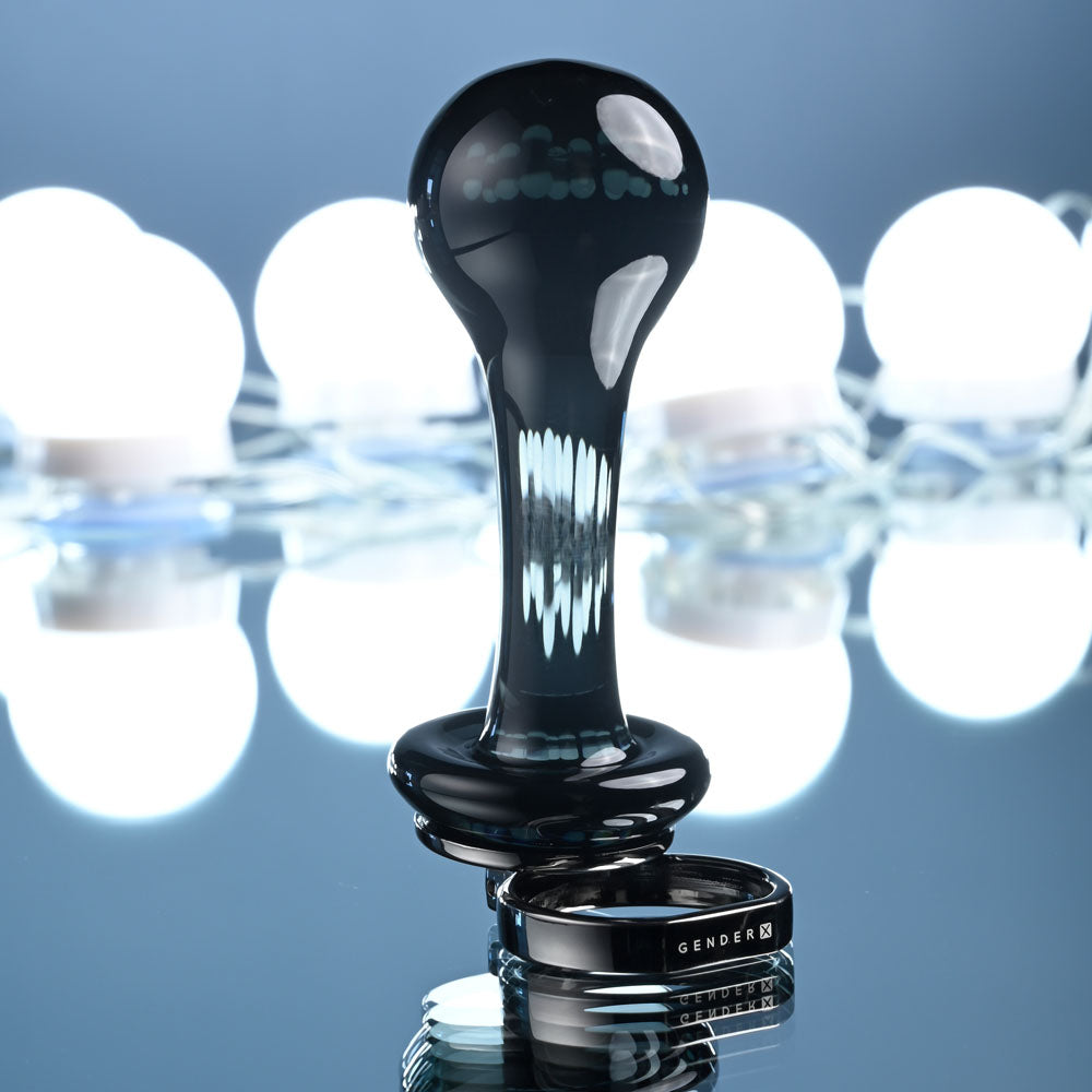 Gender X BLOW POP - Black 12.8 cm Glass Plug with Ring Pull - Hush Store Sydney 
