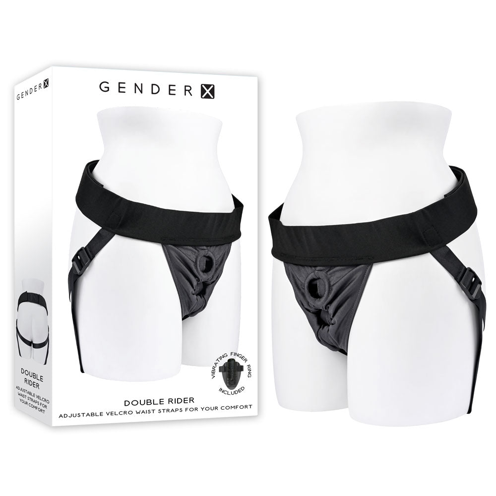 Gender X DOUBLE RIDER - Black Adjustable Strap-On Harness (No Probe Included) - Hush Store Sydney 