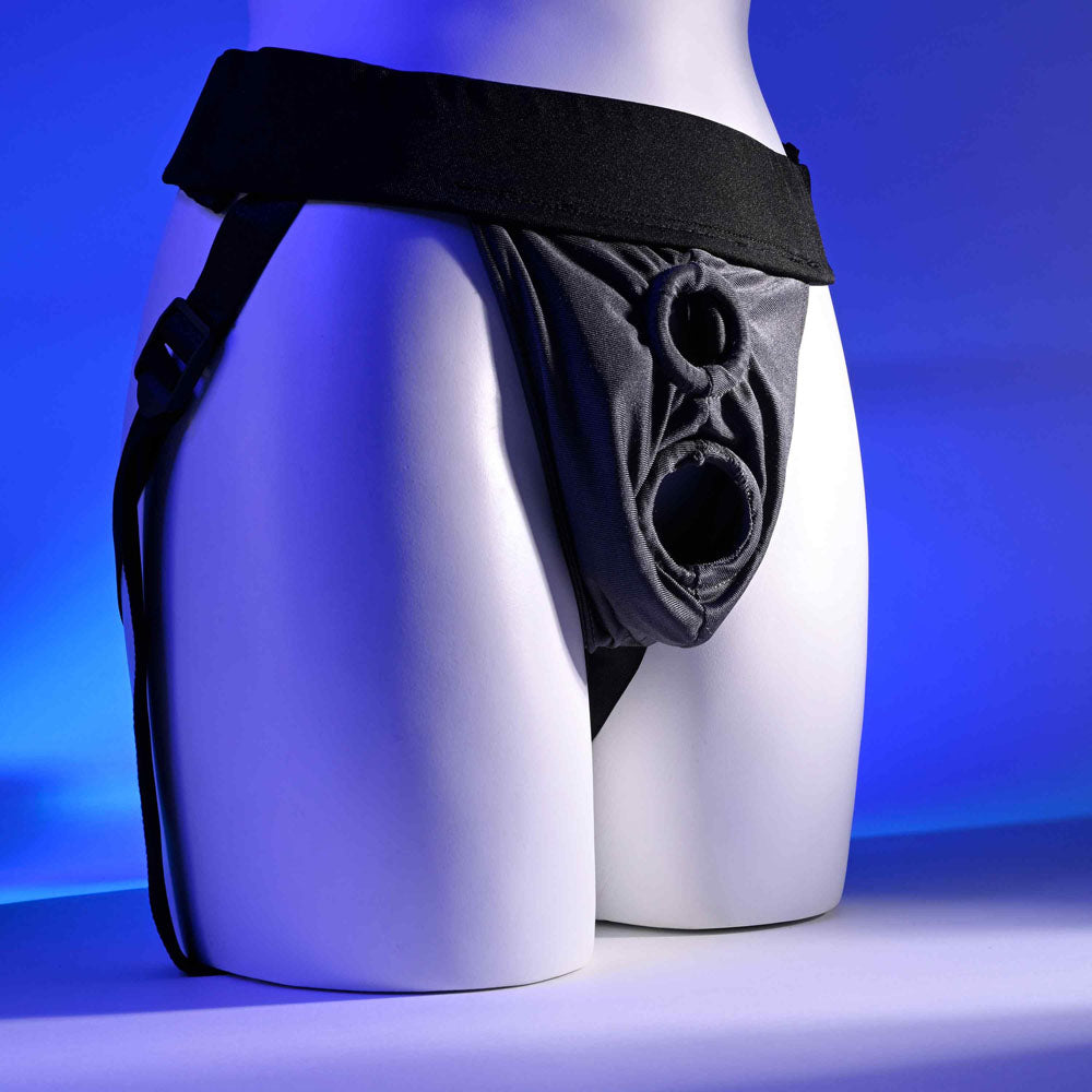 Gender X DOUBLE RIDER - Black Adjustable Strap-On Harness (No Probe Included) - Hush Store Sydney 