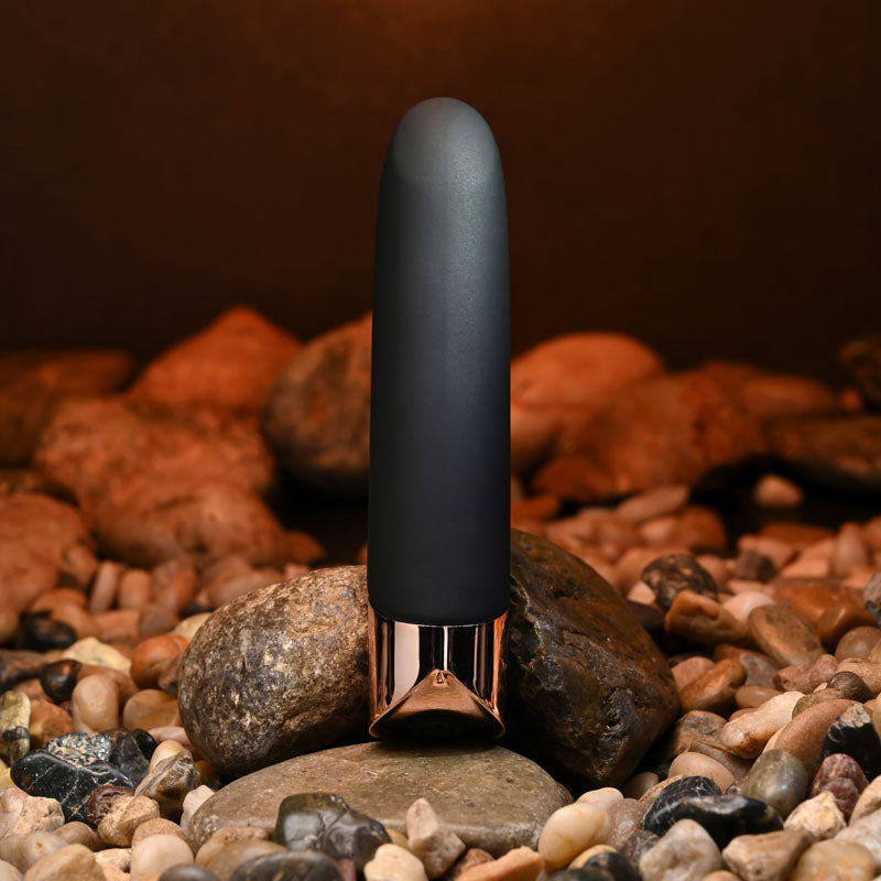 Gender X THE GOLD STANDARD - Black/Rose Gold 10 cm USB Rechargeable Bullet - Hush Store Sydney 