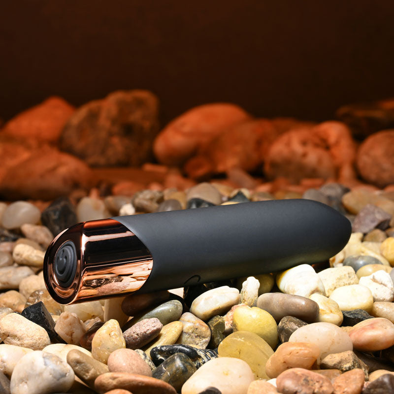 Gender X THE GOLD STANDARD - Black/Rose Gold 10 cm USB Rechargeable Bullet - Hush Store Sydney 