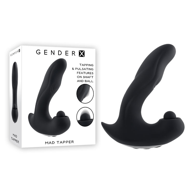 Gender X MAD TAPPER - Black USB Rechargeable Double Tapping Vibrating Massager - Hush Store Sydney 