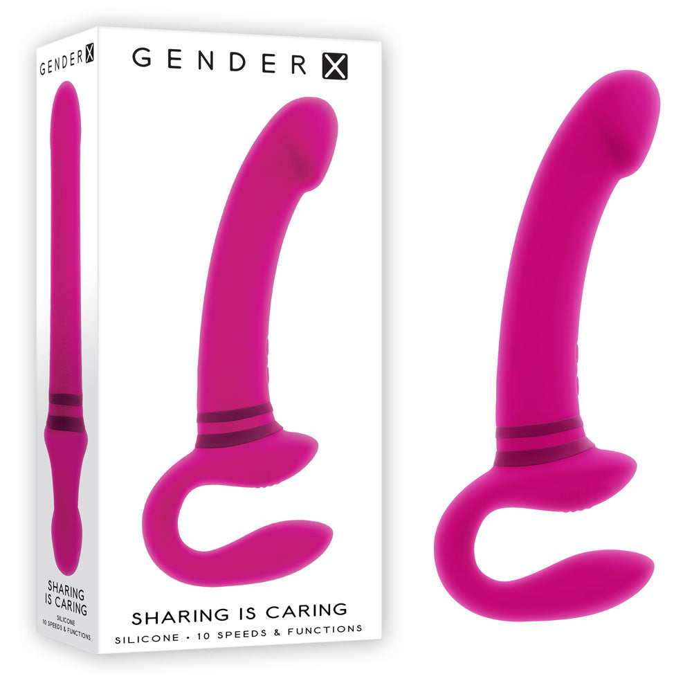 Gender X SHARING IS CARING - Pink 21.9 cm USB Rechargeable Strapless Strap-On - Hush Store Sydney 