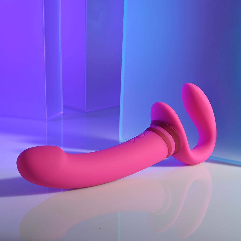 Gender X SHARING IS CARING - Pink 21.9 cm USB Rechargeable Strapless Strap-On - Hush Store Sydney 
