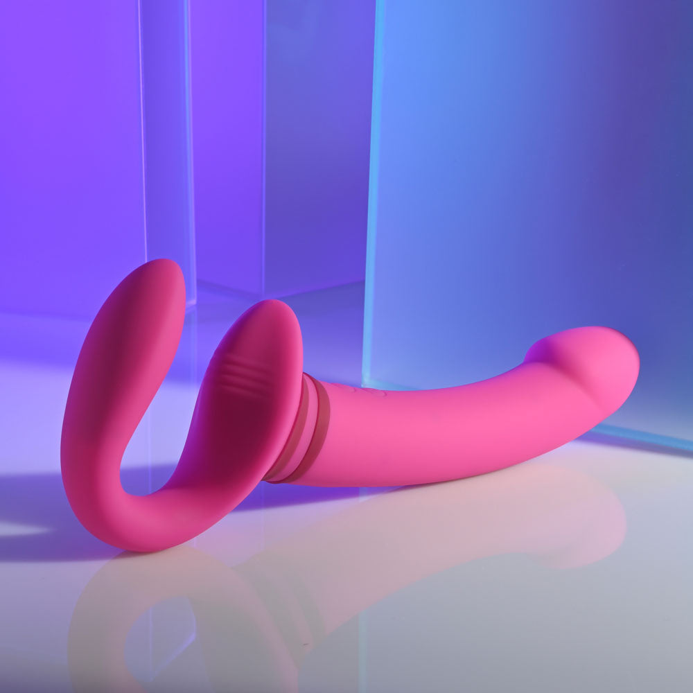 Gender X SHARING IS CARING - Pink 21.9 cm USB Rechargeable Strapless Strap-On - Hush Store Sydney 