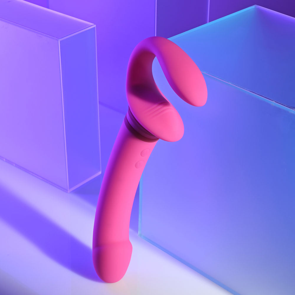 Gender X SHARING IS CARING - Pink 21.9 cm USB Rechargeable Strapless Strap-On - Hush Store Sydney 