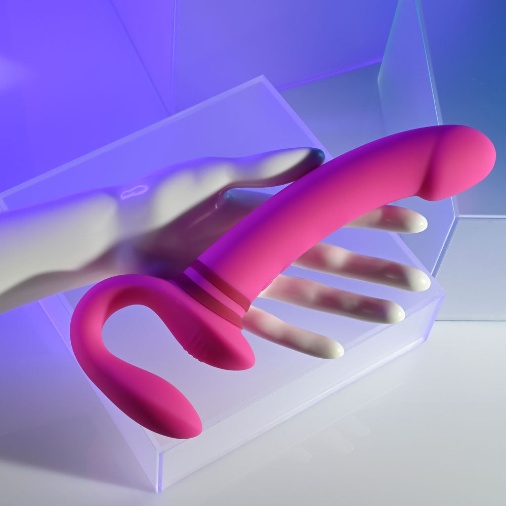 Gender X SHARING IS CARING - Pink 21.9 cm USB Rechargeable Strapless Strap-On - Hush Store Sydney 
