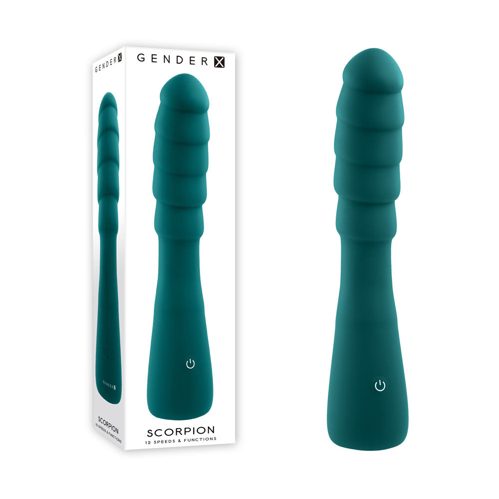 Gender X SCORPION - Green 21.2 cm USB Rechargeable Vibrator - Hush Store Sydney 