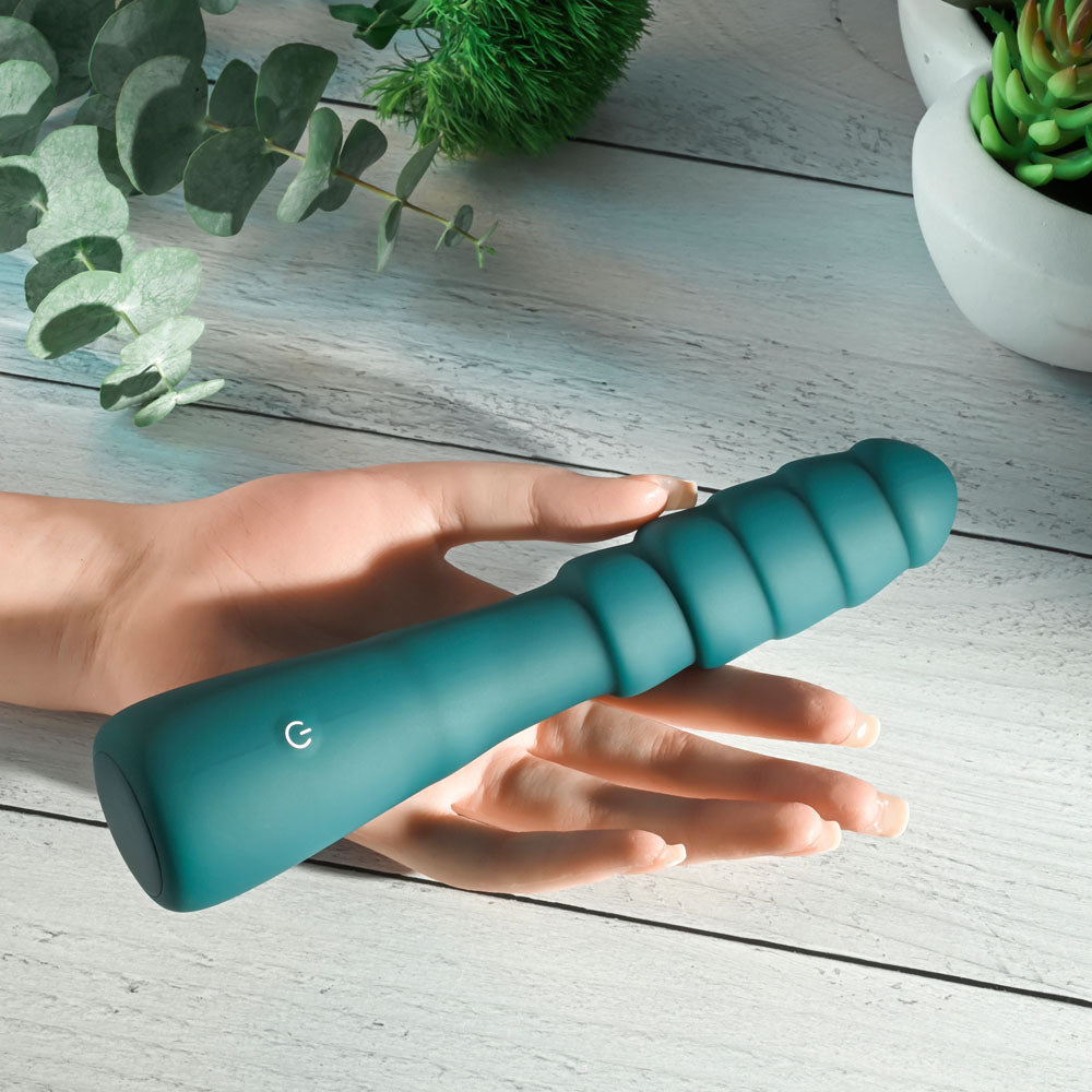 Gender X SCORPION - Green 21.2 cm USB Rechargeable Vibrator - Hush Store Sydney 