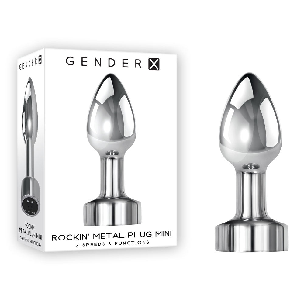 Gender X ROCKIN METAL PLUG MINI - Chrome 7.8 cm USB Rechargeable Vibrating Mini Butt Plug - Hush Store Sydney 