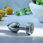 Gender X ROCKIN METAL PLUG MINI - Chrome 7.8 cm USB Rechargeable Vibrating Mini Butt Plug - Hush Store Sydney 