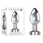 Gender X ROCKIN METAL PLUG XL - Chrome 10.5 cm USB Rechargeable Vibrating XL Butt Plug - Hush Store Sydney 