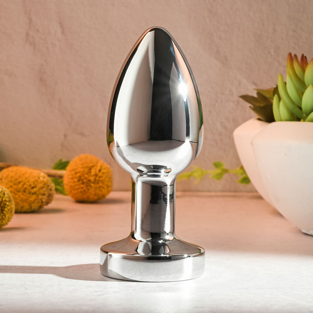 Gender X ROCKIN METAL PLUG XL - Chrome 10.5 cm USB Rechargeable Vibrating XL Butt Plug - Hush Store Sydney 