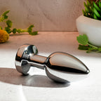 Gender X ROCKIN METAL PLUG XL - Chrome 10.5 cm USB Rechargeable Vibrating XL Butt Plug - Hush Store Sydney 
