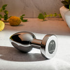 Gender X ROCKIN METAL PLUG XL - Chrome 10.5 cm USB Rechargeable Vibrating XL Butt Plug - Hush Store Sydney 