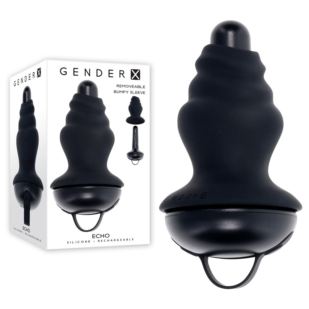 Gender X ECHO - Black 15.3 cm USB Rechargeable Butt Plug - Hush Store Sydney 